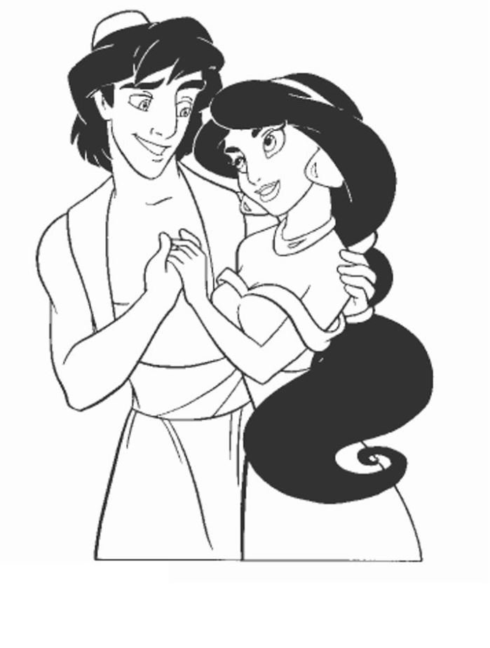 Aladdin y Jasmine para colorear