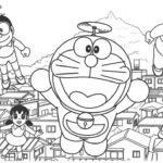 Dibujo de Doraemon y sus amigos para colorear