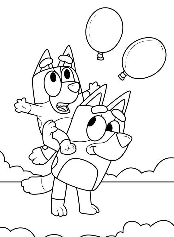 Dibujo de Bluey y Bingo para colorear