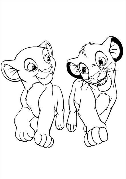 Simba y Nala para colorear