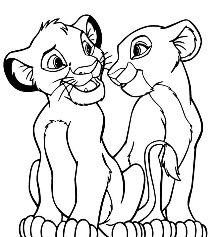 Simba y Nala para colorear