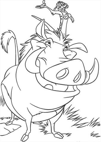 Timón y Pumba para colorear