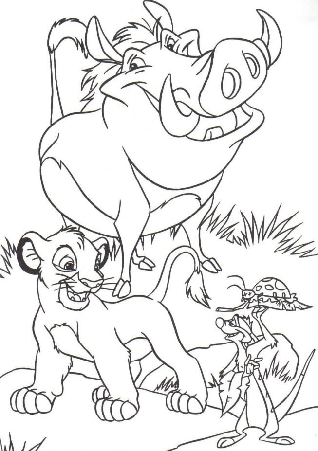 Timón y Pumba para colorear