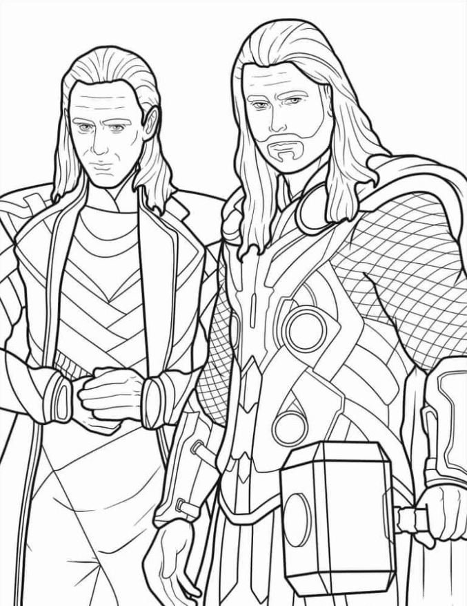 Dibujo de Thor y Loki para colorear
