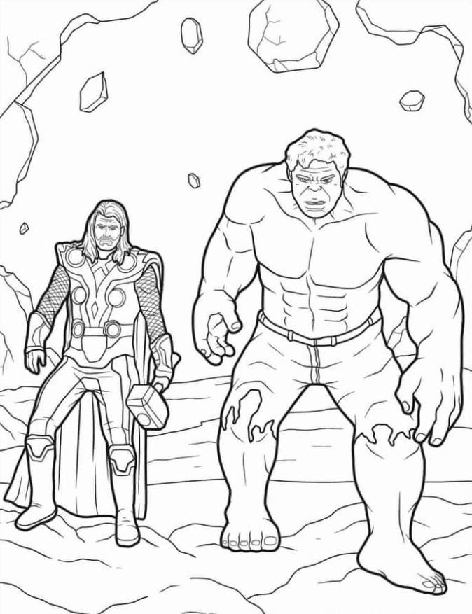 Dibujo de Thor y Hulk para colorear