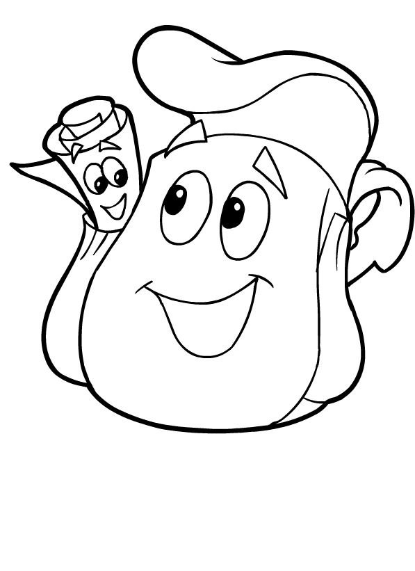 Mochila y mapa de Dora la exploradora para colorear