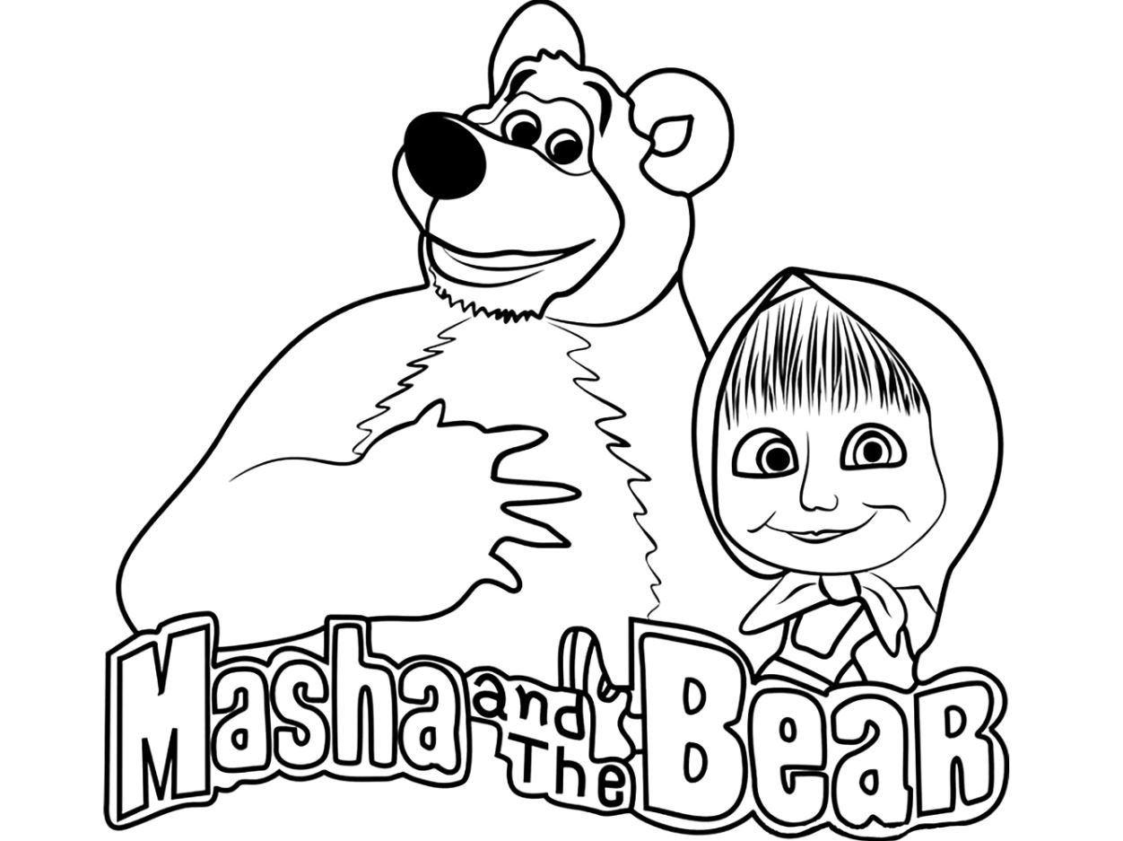 Dibujo de masha y el oso para colorear