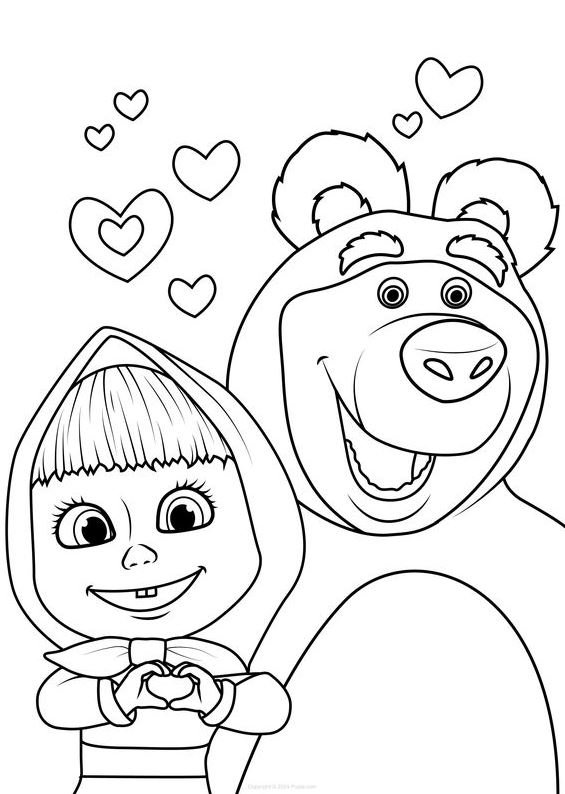 Dibujo de masha y el oso para colorear