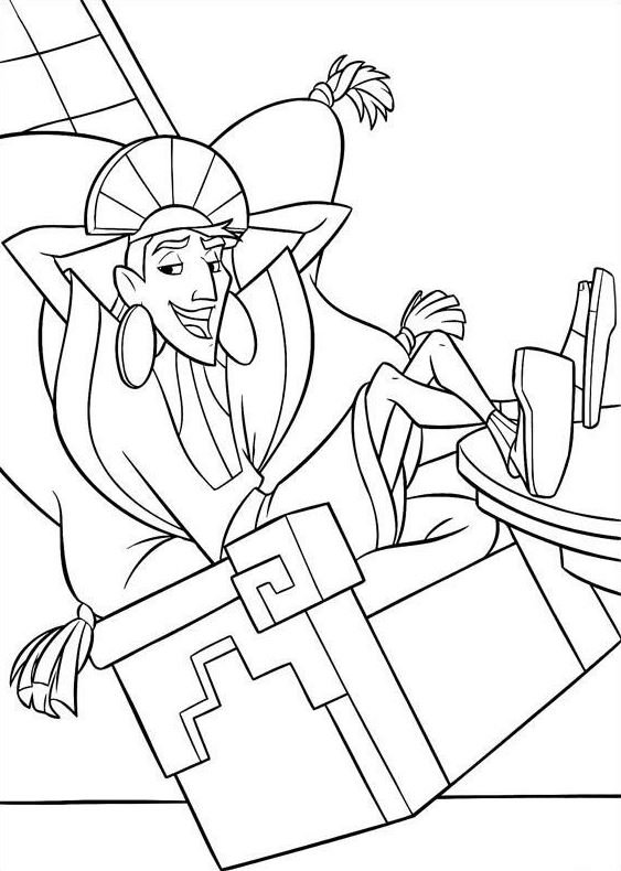 Dibujo de Kuzco en el trono para colorear