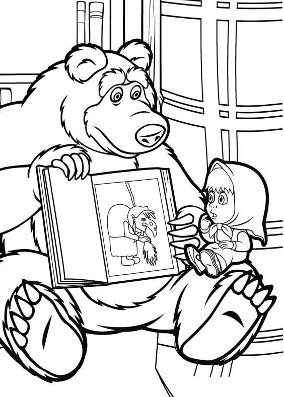 Dibujo de masha y el oso para colorear