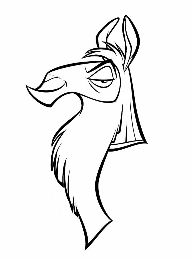 Dibujo de la cabeza de Kuzco Llama para colorear