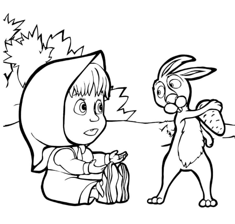 Dibujo de masha y el oso para colorear