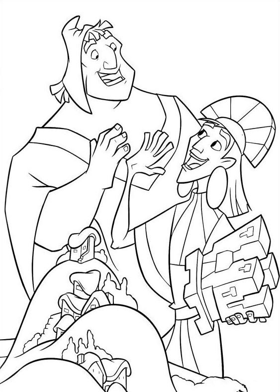 Dibujo de Pacha con Kuzco para colorear