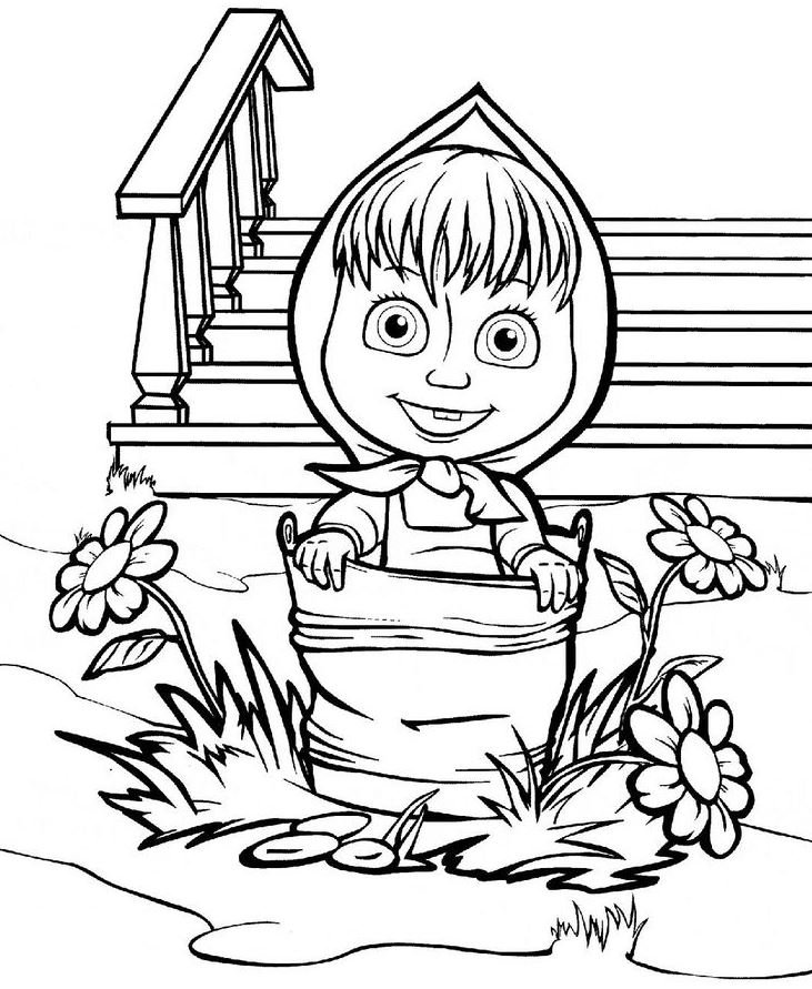 Dibujo de masha y el oso para colorear