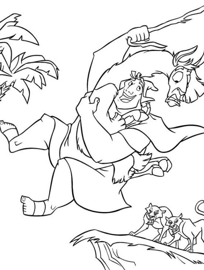 Dibujo de Pacha con Kuzco Llama para colorear