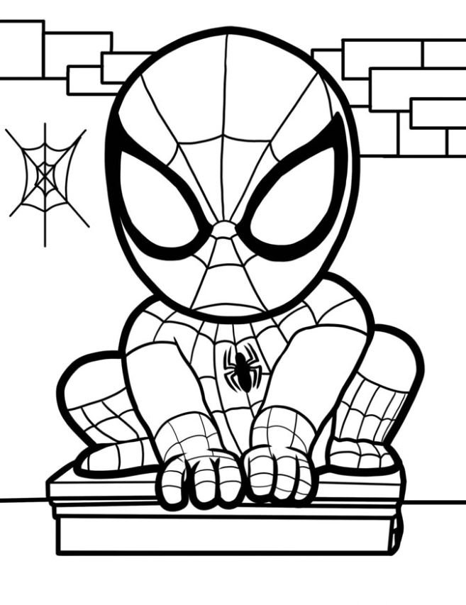 Dibujo de Spiderman fácil para colorear