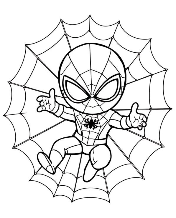 Dibujo de Spiderman fácil para colorear