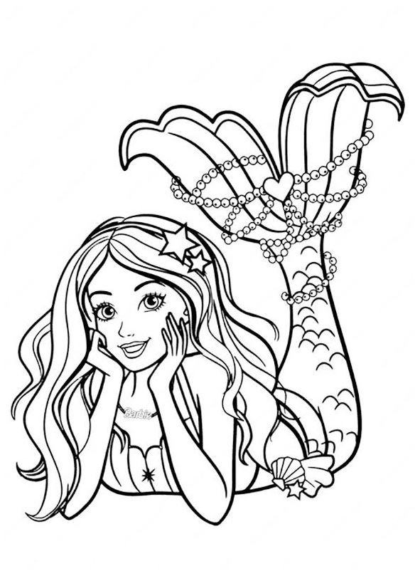 Dibujo de Barbie Sirena para colorear