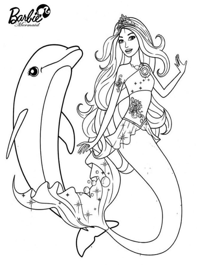 Dibujo de Barbie Sirena para colorear