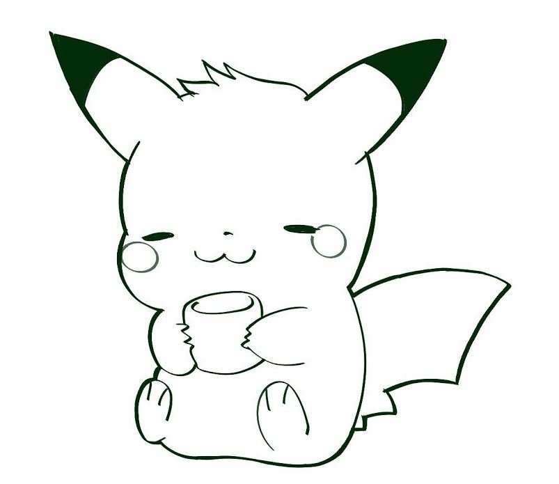 Dibujo de Pikachu Kawaii para colorear