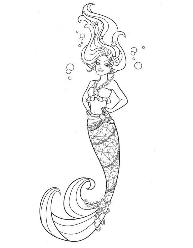 Dibujo de Barbie Sirena para colorear