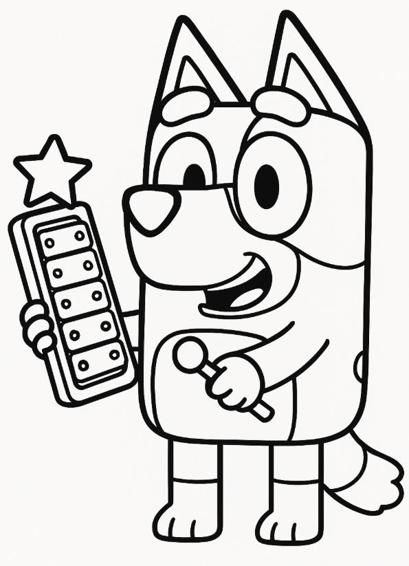 Dibujo de Bluey facil para colorear