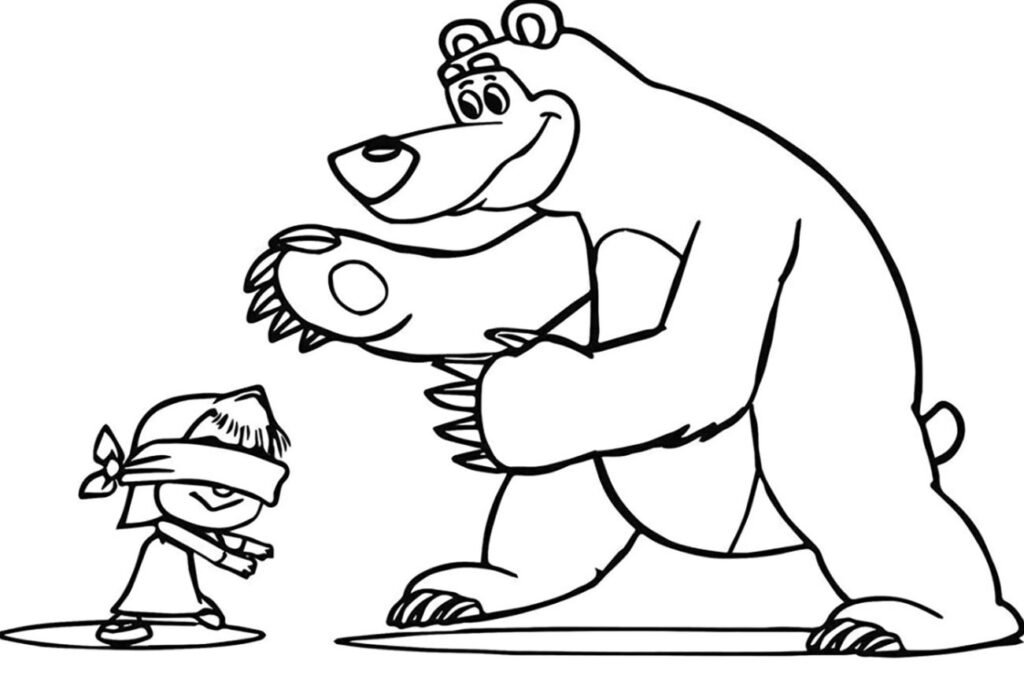 Dibujo de Masha y el oso facil para colorear