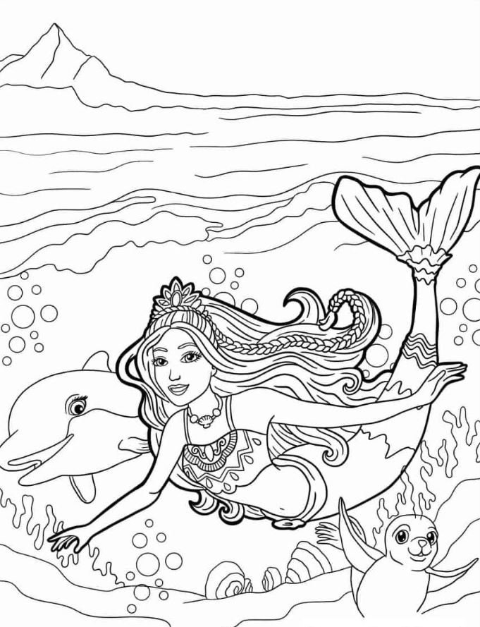 Dibujo de Barbie Sirena para colorear