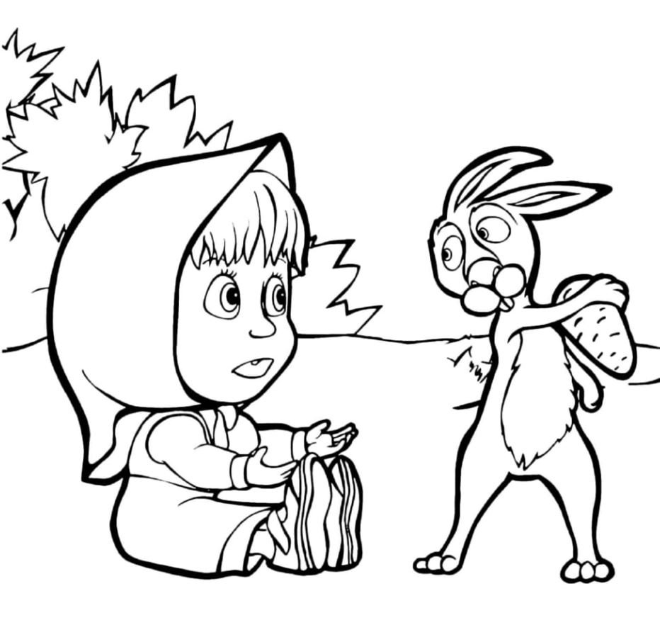 Dibujo de Masha y el oso facil para colorear