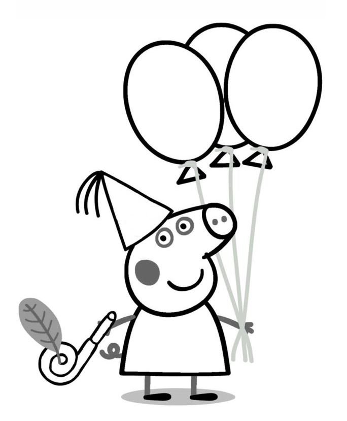 Dibujo de Peppa Pig facil para colorear