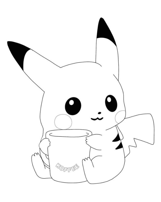 Dibujo de Pikachu Kawaii para colorear