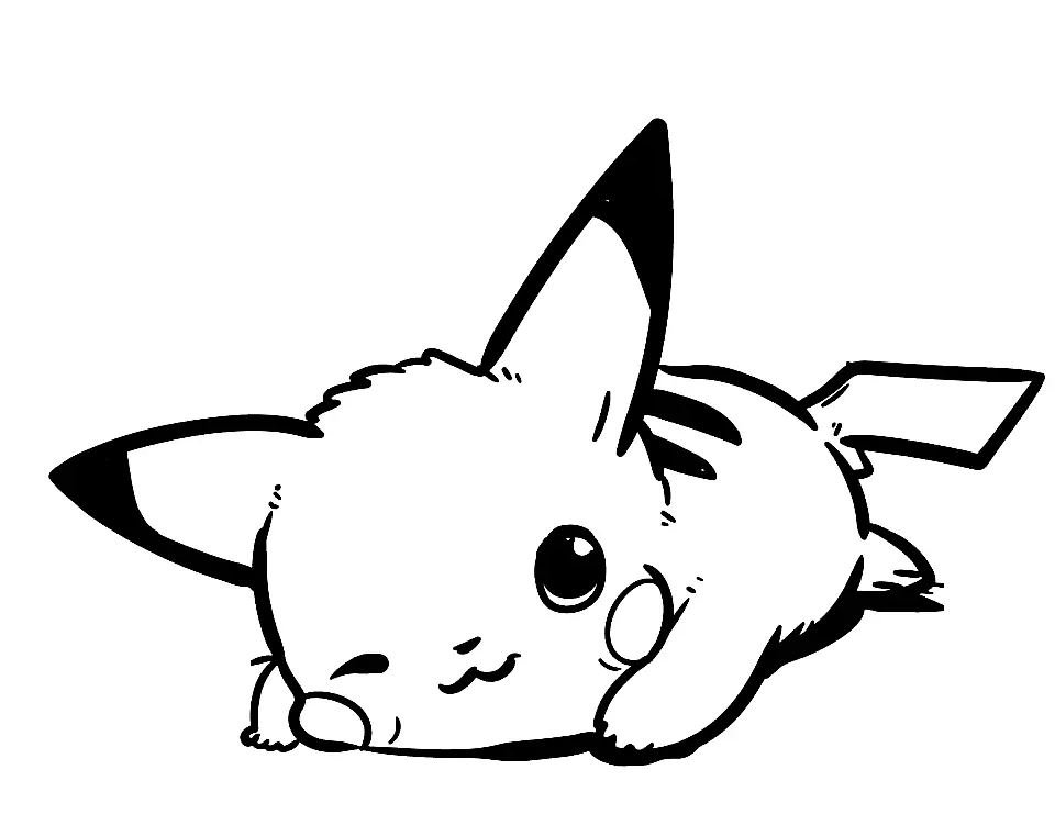 Dibujo de Pikachu Kawaii para colorear