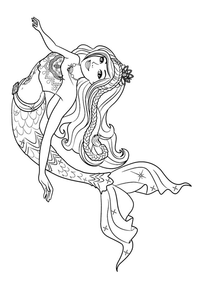Dibujo de Barbie Sirena para colorear