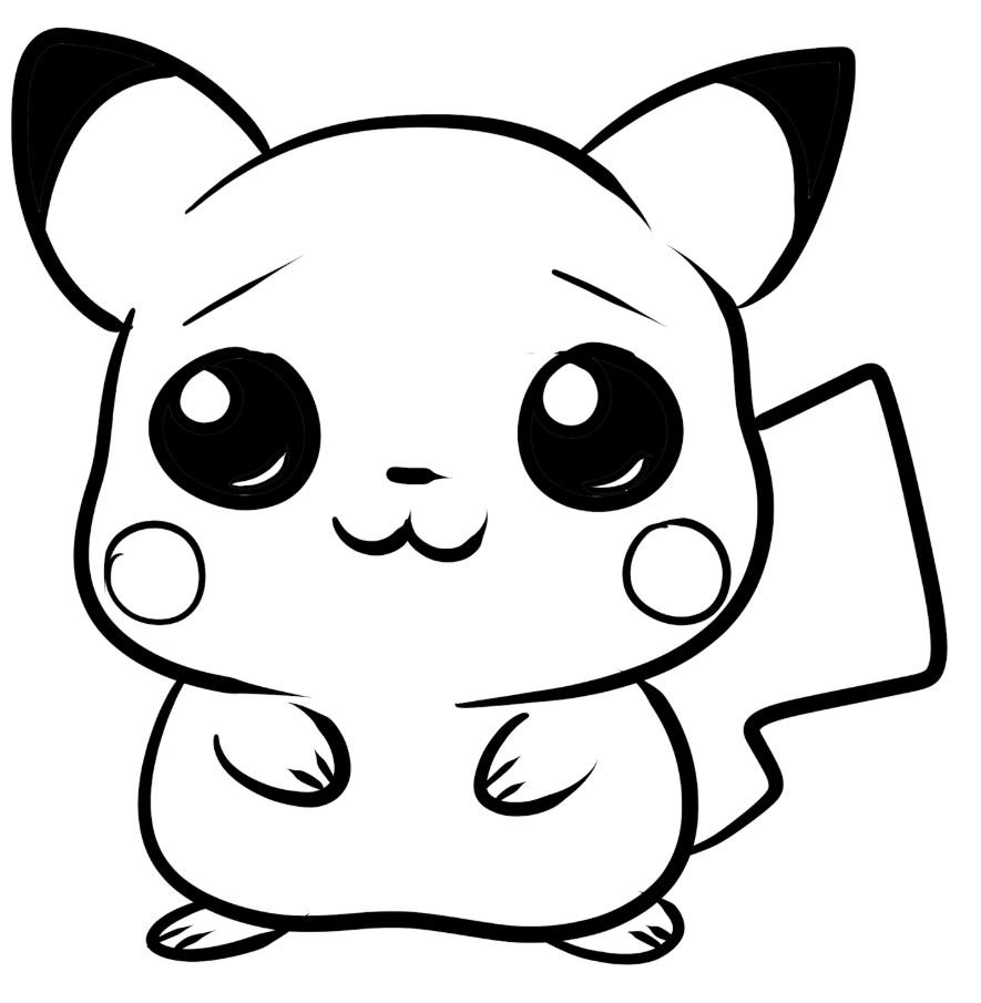 Dibujo de Pikachu Kawaii para colorear